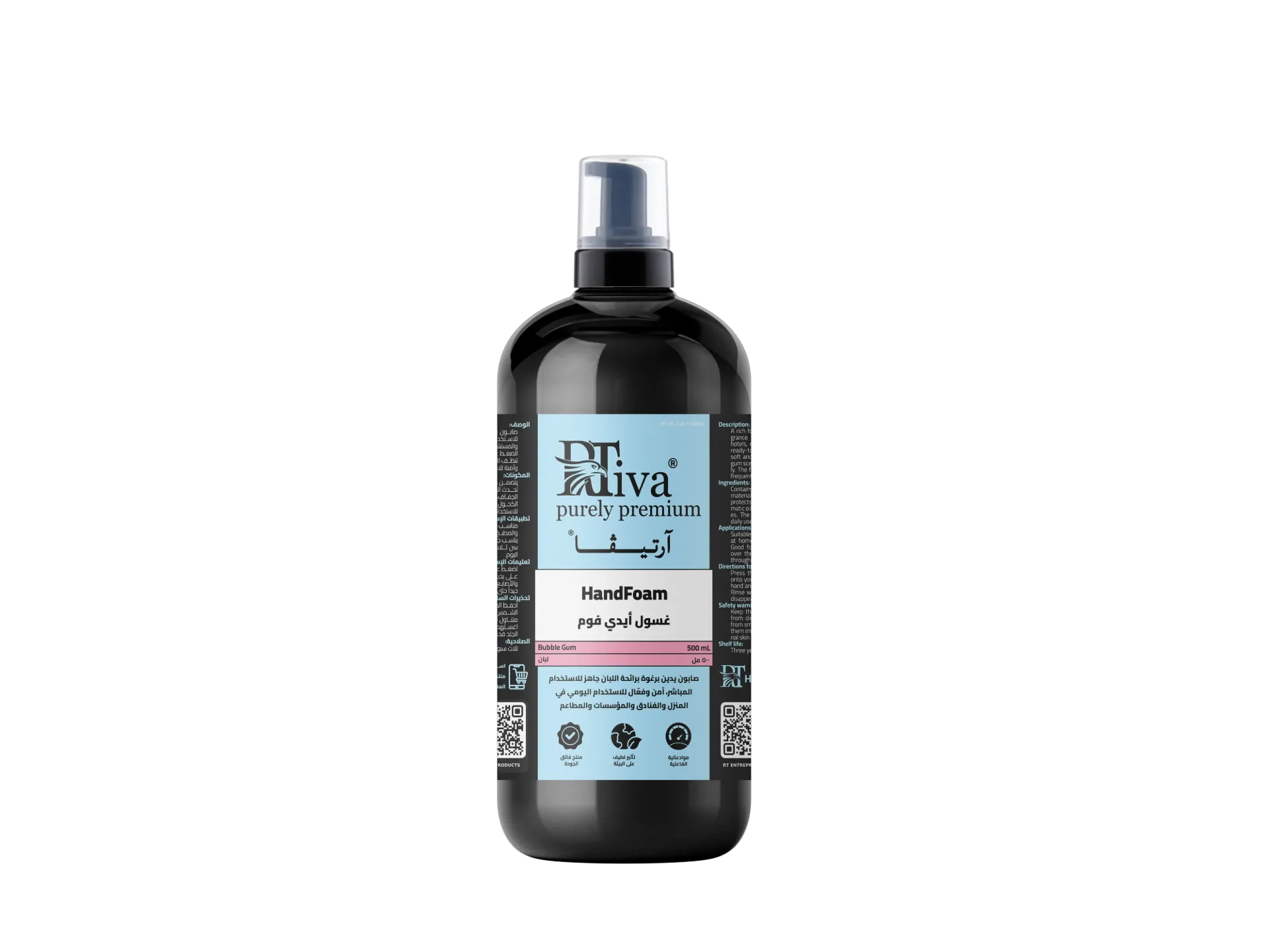 [1RT-HC-2-A-1-500mL] Rtiva HandFoam Bubble Gum – Rich Foaming Hand Soap with Gum Fragrance (500 mL)