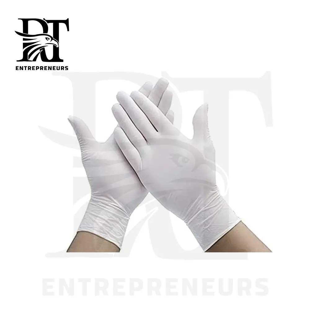 White Disposable Latex Gloves, Powder-Free, Pack of 100 Gloves