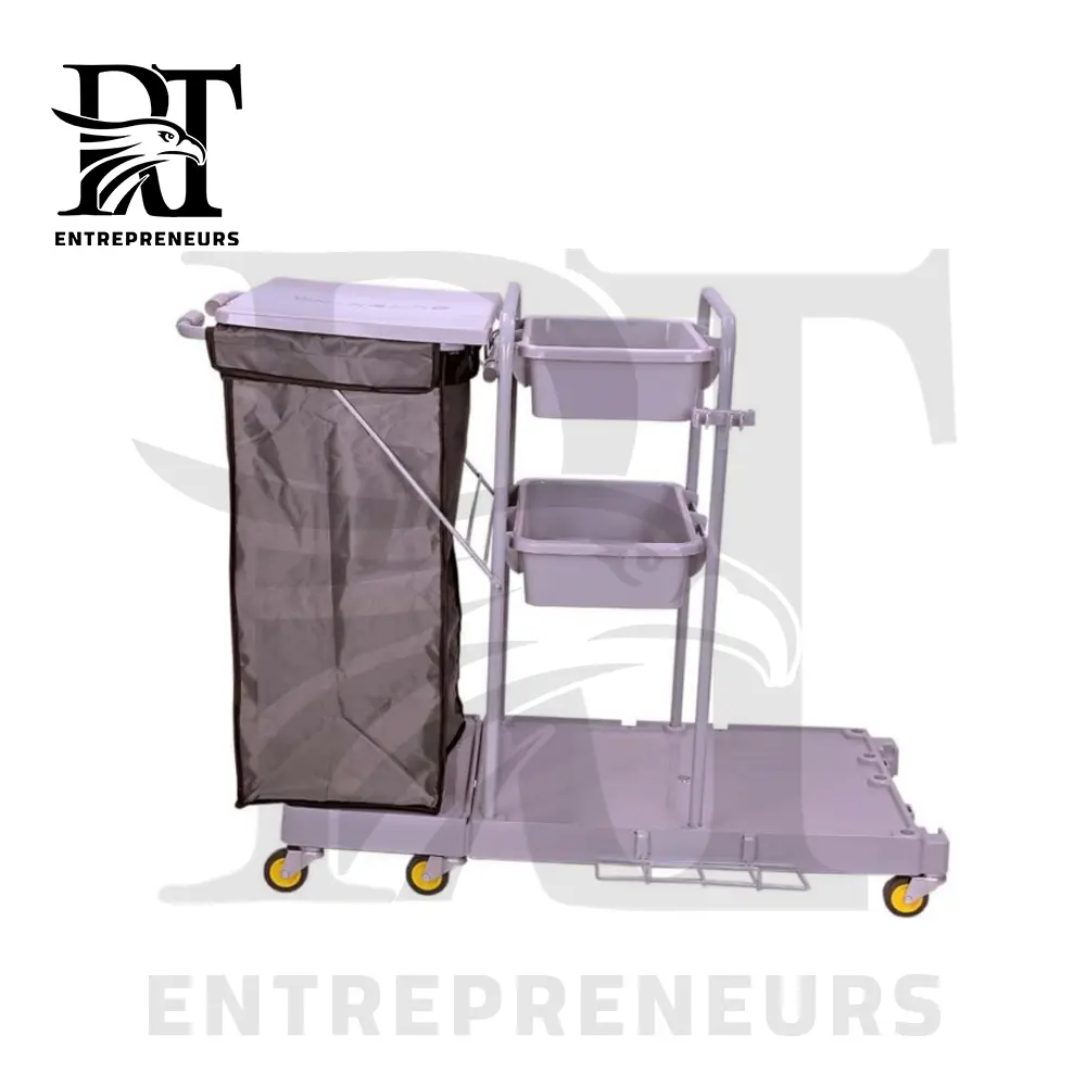 Public Area Trolley with Garbage Bag, Garbage Bag Base, and 6 Wheels (Without Squeezer)