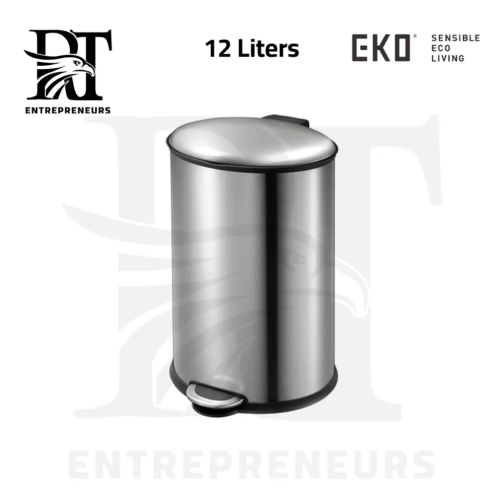 EKO EK 9207 Stainless Steel Trash Bin with Oval Soft-Close Cover and Pedal