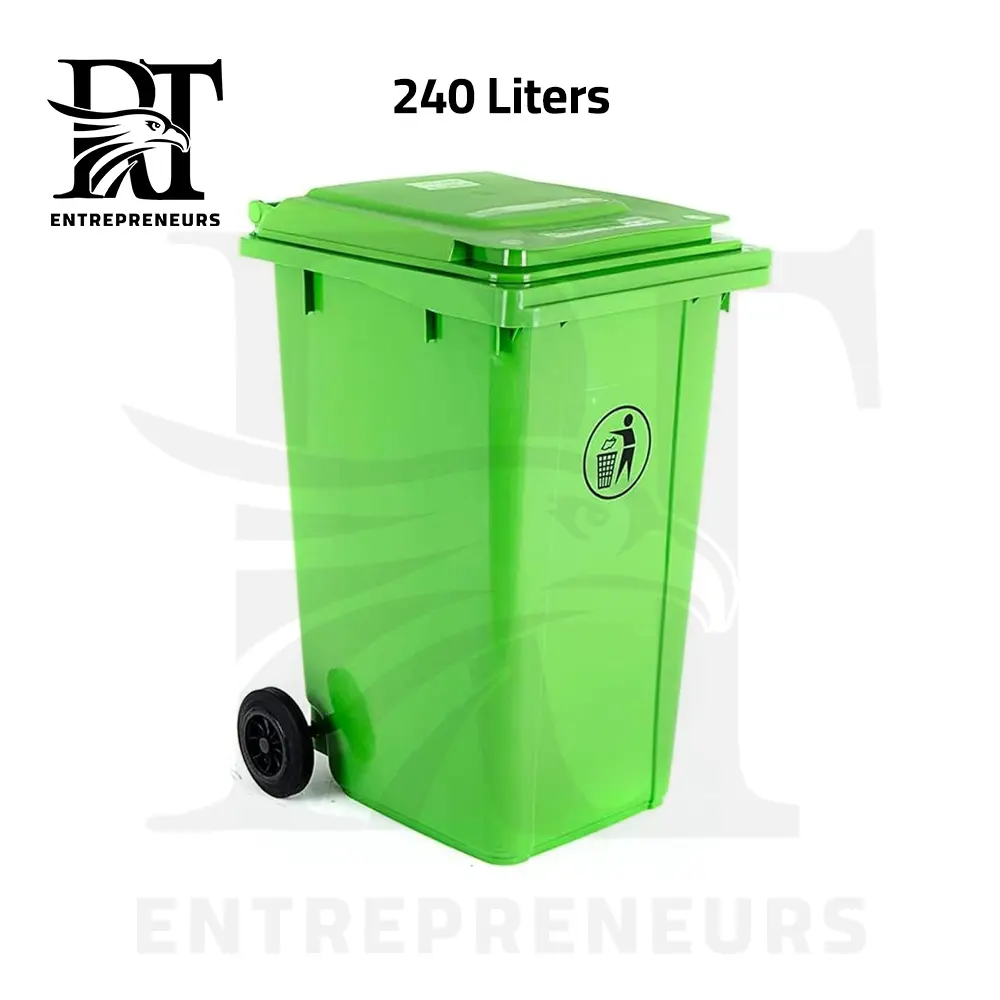 240L Red Wheeled Garbage Bin