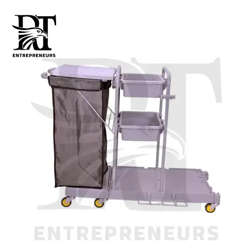 Public Area Trolley with Garbage Bag, Garbage Bag Base, and 6 Wheels (Without Squeezer)