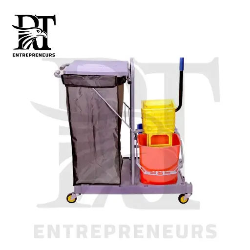 Public Area Trolley with Wringer Unit and Waste Collection Unit