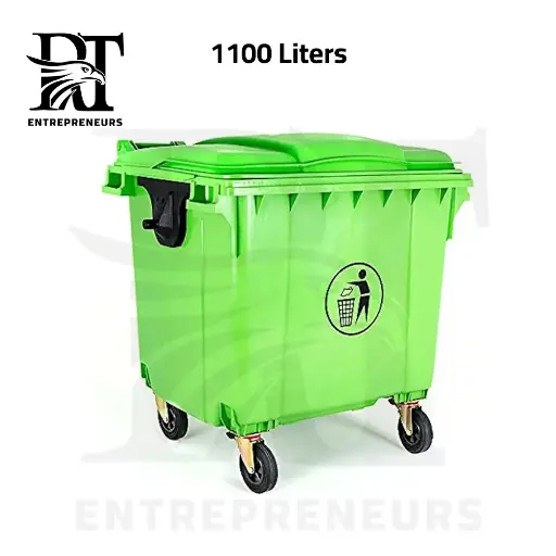1100L Green Waste Container with Four Wheels