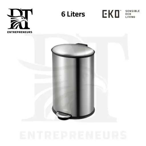 EKO EK 9207 Stainless Steel Trash Bin with Oval Soft-Close Cover and Pedal
