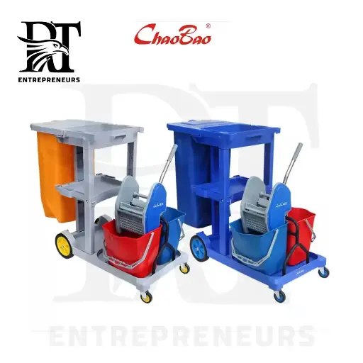 ChaoBao Public Area Multi-Purpose Trolley with 2 Buckets and Wringer